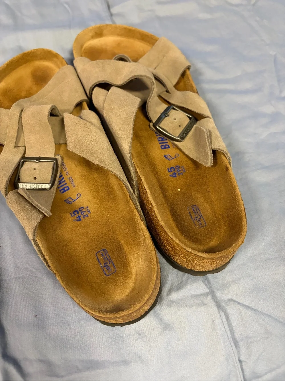 Birkenstock Taupe Lugano Suede Crisscross Buckle Sandals